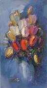 Bouquet of tulips.canvas/oily paints